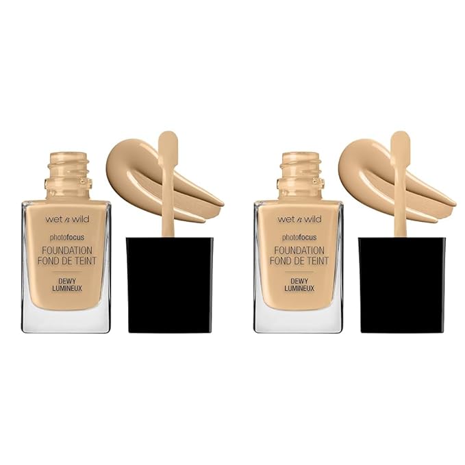 wet n wild Photo Focus Dewy Liquid Foundation Makeup Bundle with Bronze Beige and Buff Bisque Shades-VivaGrace Women