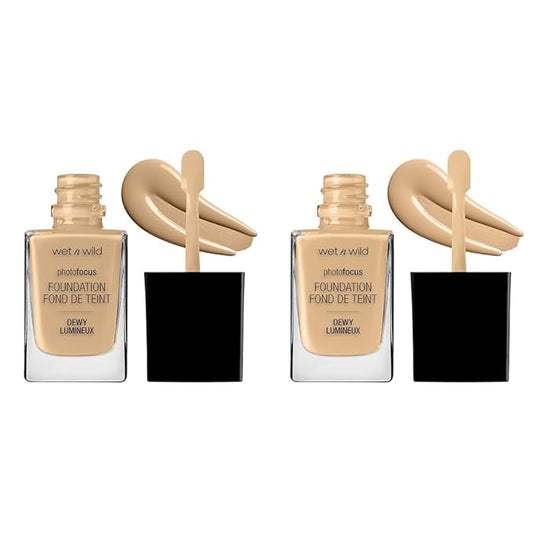 wet n wild Photo Focus Dewy Liquid Foundation Makeup Bundle with Bronze Beige and Buff Bisque Shades-VivaGrace Women