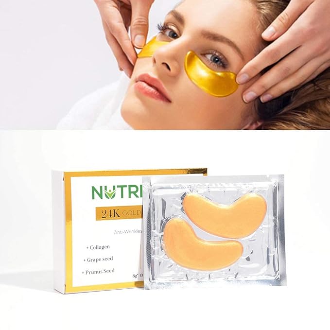 Under Eye Patches, 24K Gold Collagen Under Eye Mask Anti-Aging, Under Eye Treatment Mask for Puffy, Dark Circles, Wrinkles, 10 pairs-VivaGrace Women