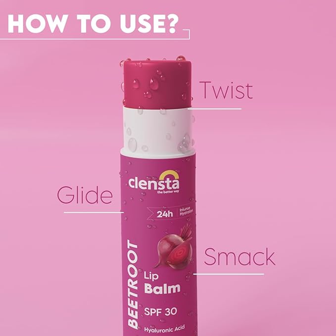 Clensta Beetroot SPF 30 Tinted Lip Balm | Hydrating & Moisturizing Lip Care with Hyaluronic Acid | Broad Spectrum Lip Sunscreen | 4.5g-VivaGrace Women