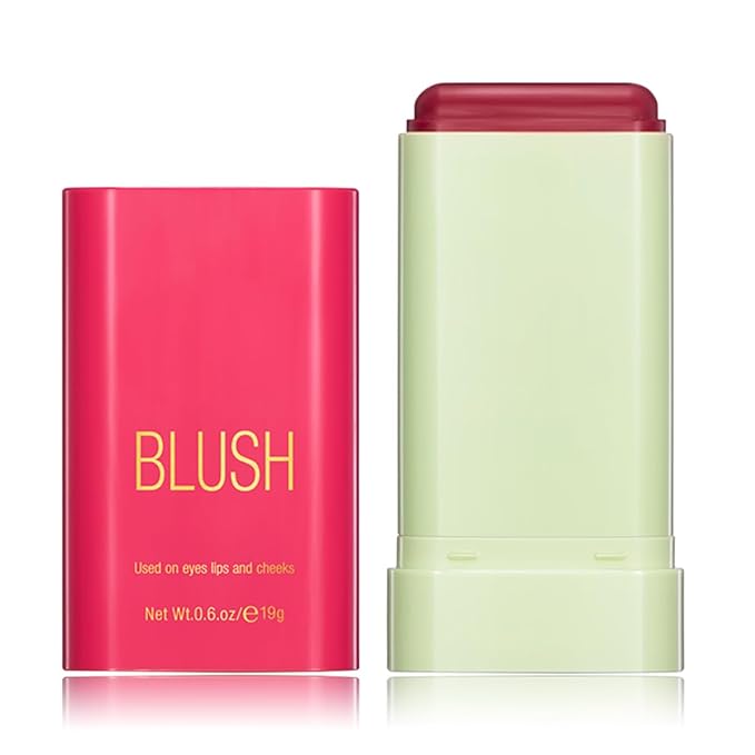 Multi-Purpose Makeup Blush Stick, 3-in-1 Beauty Tinted Solid Blush Stick For Cheeks, Lips And Eyes Waterproof Natural Cream Blush Stick With Long-Lasting Moisturizing Formula (#2Hot Red)-VivaGrace Women