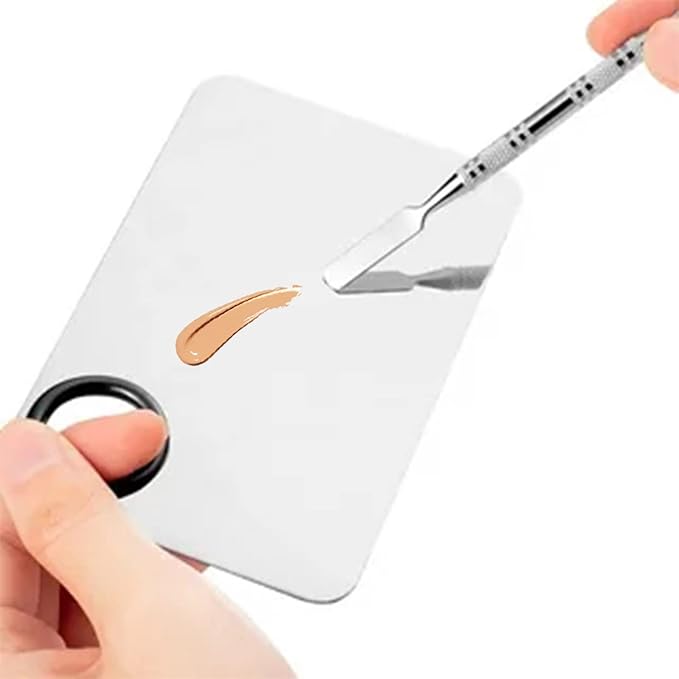 2 in 1 Makeup Mixing Palette Set with Spatula - Stainless Steel Foundation Accessories and Mixing Tools for Cosmetic, Nail Art, Lipstick-VivaGrace Women