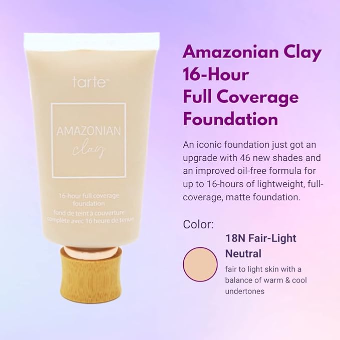 tarte Amazonian Clay 16-Hour Full Coverage Foundation 18N Fair-Light Neutral-VivaGrace Women