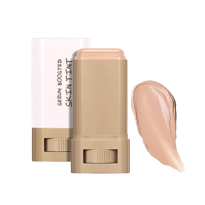 Multi-Use Foundation Stick Beauty Balm Serum Boosted Skin Tint, On-The-Go Tinted Solid Serum, Lightweight and Buildable Creamy Skin Tint Stick Makeup, Natural Finish(05#)-VivaGrace Women