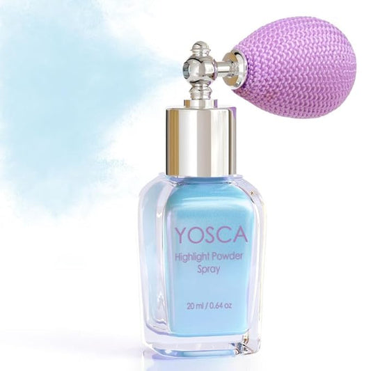 Yosca Highlighter Powder Spray, 20ML Cosmetic Grade Shimmer Powder Blue Glitter Spray Sparkle Highlighter Makeup Festival Concert Accessorise for Rave Clothes Hair Face Nail Art - Cedre Lake-VivaGrace Women