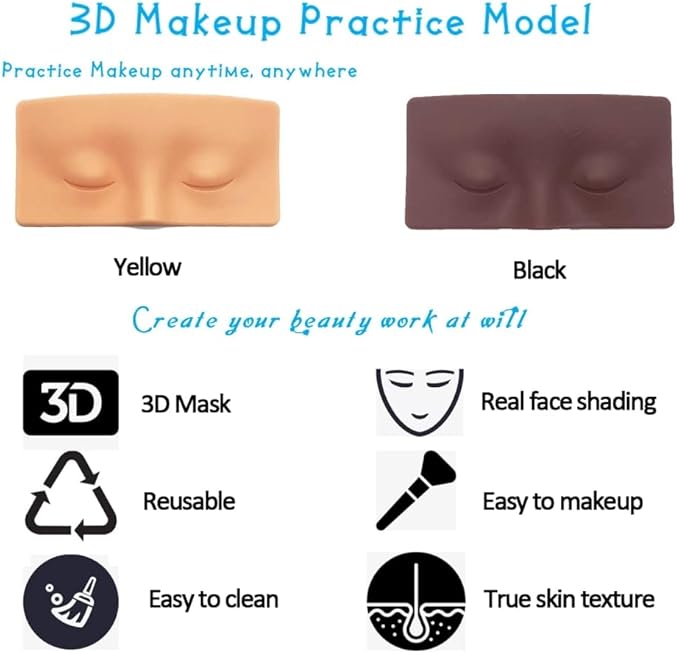 Makeup Practice Face, Makeup Practice Board, The Aid to Practicing Makeup, Silicone Makeup Mannequin Face Easy Makeup Apply and Removal for Professional Makeup Artists and-VivaGrace Women