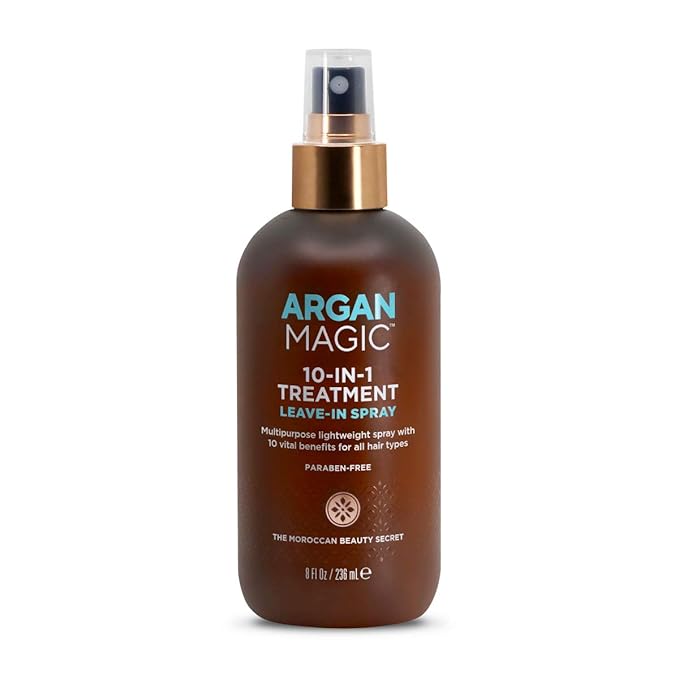 Argan Magic 10 in 1 Hair Treatment & Stylizing Multipurpose Leave in Spray for all Hair Types | Made in USA | Paraben Free | Cruelty Free (8 oz)-VivaGrace Women
