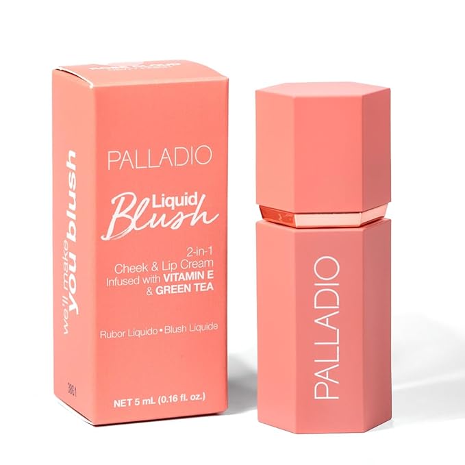 Palladio Liquid Blush for Cheeks & Lips 2-in-1 Makeup Face Blush, Weightless Cream Formula, Smudge Proof Long-Wearing Pigmented Blush, Natural Look Makeup Face Blushes, Dewy Finish, Rose Cloud-VivaGrace Women
