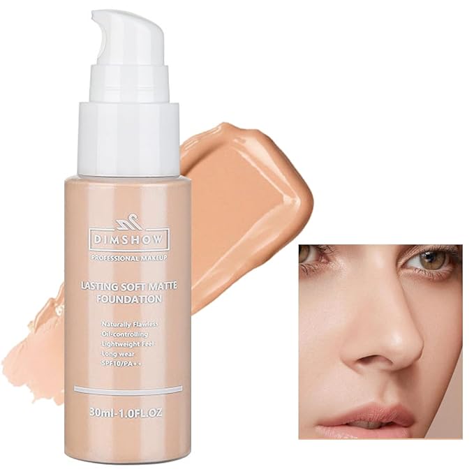 Flawless Matte Liquid Foundation Makeup, Vegan & Cruelty-Free, Liquid Oil-Free Foundation Face Makeup for Combination & Oily Skin, Longwear Medium-Full Coverage (04, 30ml)-VivaGrace Women