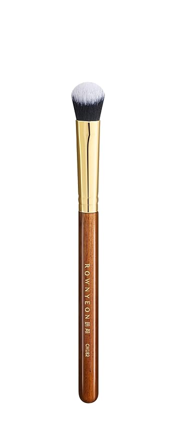 Desert Oak Series Precision Angled Dome Highlight Brush - Small Nylon Bristles for Targeted Cream/Liquid Highlighter, Under-Eye, Nose Bridge & Detail Work, Bubinga Handle & Brass Ferrule (CM 182)-VivaGrace Women