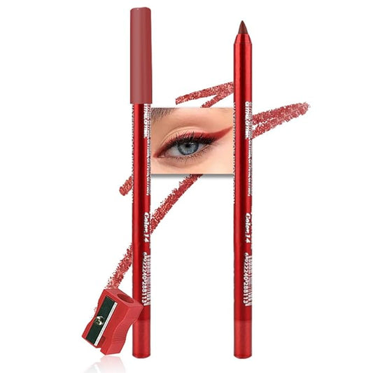 evpct Brick Red Gel Eyeliner Pencil for Women Waterline Waterproof Smudge Proof Eye Makeup Liners, Red Mascara Eye Liner Gel Liner Eyeliner with Sharpener delineador de ojos contra el agua 14