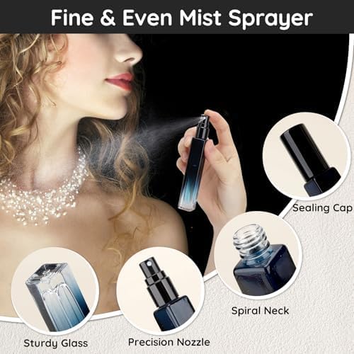 Segbeauty 10 Packs Perfume Bottles Empty, 10ml Refillable Portable Cologne Sprayer, 0.34oz Glass Spray Bottles for Dispensing Perfume, Mini Travel Size Perfume Atomizer Sample Container for Frangrance-VivaGrace Women