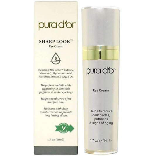 PURA D'OR Sharp Look Eye Cream (1.7oz) Youth-Enhancing Eye Cream For Firm Lift and Reduced Appearance of Wrinkles and Fine Lines, Puffiness and Under Eye Bags With 24K Gold-VivaGrace Women