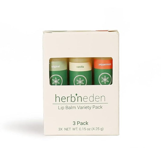 Herb’N Eden Lip Balm Variety Pack of 3 | Moisturizing and Soothing for Dry, Chapped Lips | Vanilla, Peppermint, Unscented | 100% Natural Ingredients | Essential Oils-VivaGrace Women