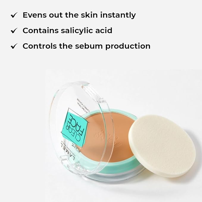 Lamel Oh My Clear Face Powder 406 Soft Honey | evens out the skin instantly |contains salicylic acid |controls the sebum production | 6gm-VivaGrace Women