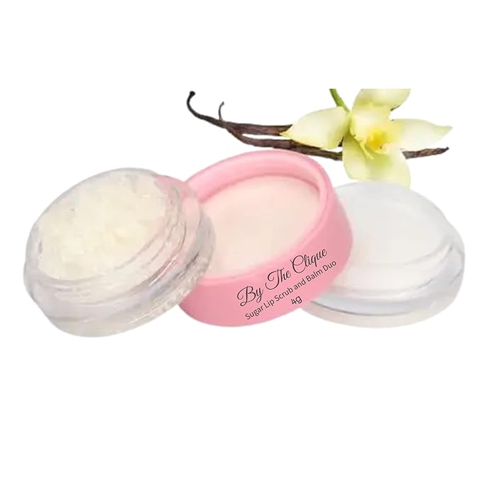 Premium 2 in Exfoliating Sugar Lip Scrub and Smoothing Safflower Oil Infused Lip Balm Duo | All Natural Ingredients | Vegan, Gluten Free and Cruelty Free | Vanilla Sugar-VivaGrace Women