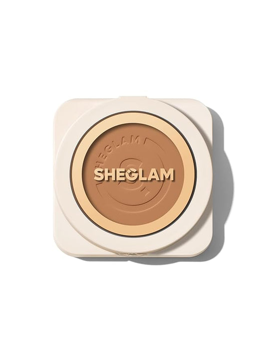 SHEGLAM SKin-Focus Full Coverage Powder Foundation Oil-Control Lightweight Face Pressed Powder Makeup-Walnut-VivaGrace Women