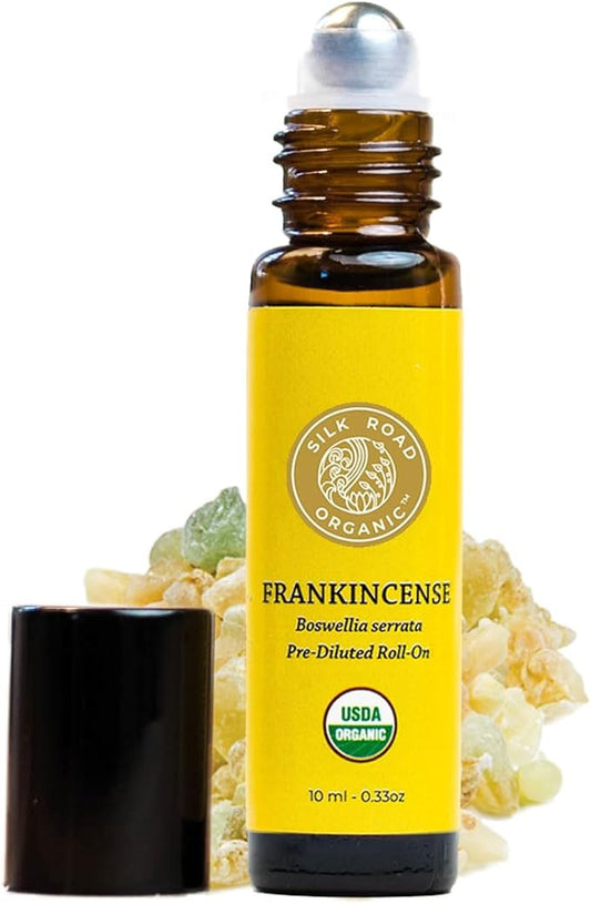 Silk Road Organic Frankincense Serrata Essential Oil Roll on, 100% Pure USDA Certified Aromatherapy for Skin Health, Aging, Fine Lines & Body Aches - 10 ml Roller-VivaGrace Women