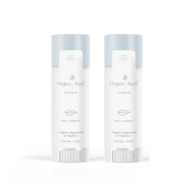 Cooling Lip Balm w/Organic Peppermint, Shea Butter, Vitamin E, Hydrating Chapstick, Soothe Dry Sunburnt Lips, After Sun Care, 2 Pack-VivaGrace Women