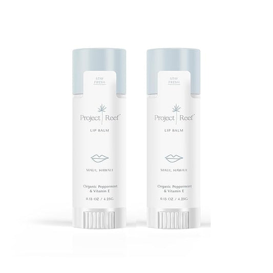 Cooling Lip Balm w/Organic Peppermint, Shea Butter, Vitamin E, Hydrating Chapstick, Soothe Dry Sunburnt Lips, After Sun Care, 2 Pack-VivaGrace Women