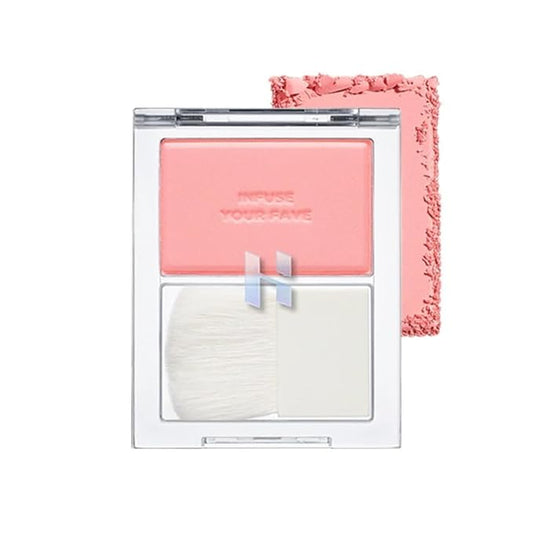 HOLIKA HOLIKA Infusing Blush with Brush - Lightweight, Smooth, Blendable Cheek Blusher, Sebum-Control, Natural Pore Coverage, Built-In Brush, Long-Lasting Pigment for Romantic Mood (01 INNOCENCE)-VivaGrace Women