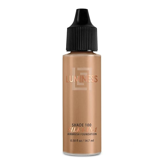 Luminess Air Silk 4-In-1 Airbrush Foundation- Foundation, Shade 100 (.5 Fl Oz) - Sheer to Medium Coverage - Anti-Aging Formula Hydrates and Moisturizes - Professional Makeup Kit for Cordless Air Brush-VivaGrace Women