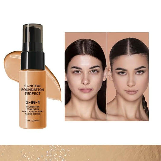 Flawless Liquid Coverage Foundation Long-Lasting Makeup Base Moisturizing Non-greasy Poreless Liquid Concealer Foundation For All Skin, Easy To Push Away, Matte Finish, Balanced Skin Color(01#)-VivaGrace Women