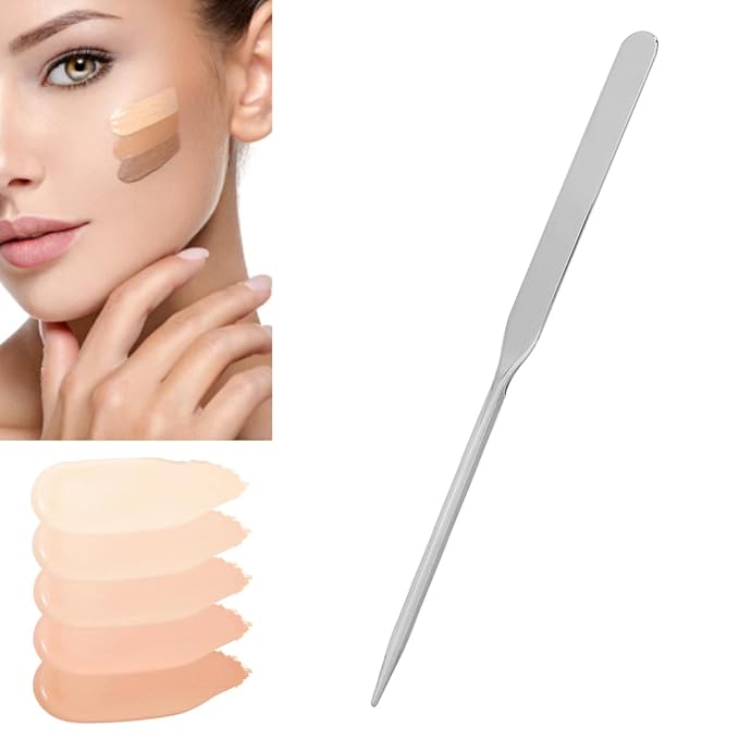 Stainless Steel Makeup Spatula, Liquid Foundation Spatula Stainless Steel Ergonomic Nail Art Stirring Tool Makeup Artist Makeup Tool-VivaGrace Women
