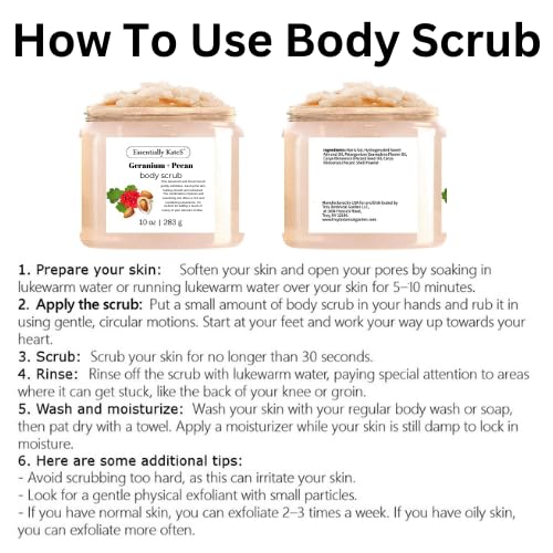 Geranium + Pecan Body & Foot Scrub 10 oz - a refreshing exfoliating experience, leaving your skin feeling smooth, soft, and revitalized - The best stocking stuffer.-VivaGrace Women