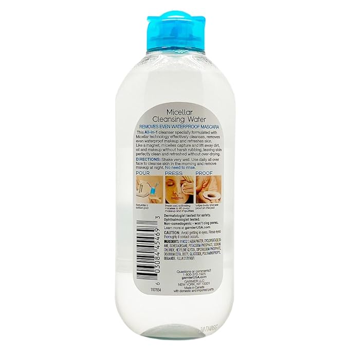 Garnier Skin Active Cleansing Water All in 1 Makeup Remover and Facial Cleanser 13.5 Pack, Micellar Waterproof, 40.5 Fl Oz, Pack of 3-VivaGrace Women