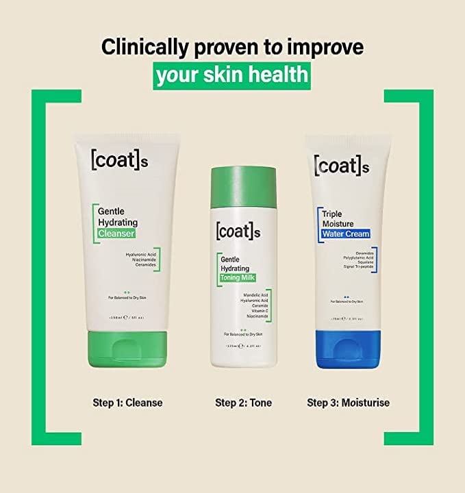 Coats Skinsentials Bundle – Cleanser 5 oz, Toner 4.2 oz & Moisturizer 2.5 oz – 3-Step Regimen Prevents Breakouts and Protects Skin Barrier with Ceramides, For Women and Men-VivaGrace Women