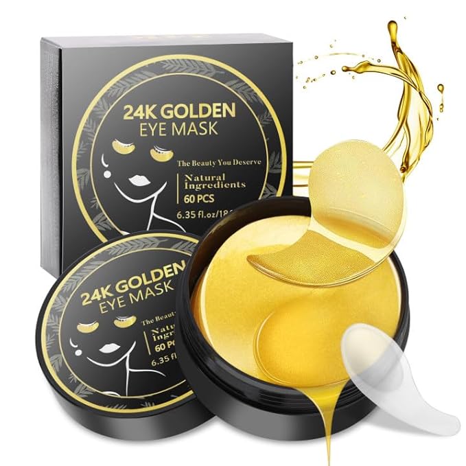 Under Eye Patches, Gold Eye Masks for Dark Circles and Puffiness Anti-Wrinkle Moisturizing Anti-Aging Under Eye Bags Skin Care Treatment Pads Revitalizes & Tightens Eye Area(60PCS)-VivaGrace Women