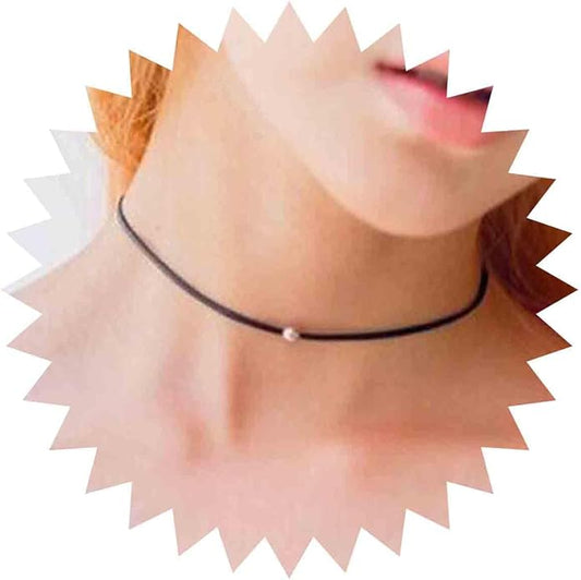 Boho Leather Choker Necklace Thin Black Suede Velvet Necklace Chain Vintage Minimalist Beaded Necklace 90s Chain Jewelry for Women Gifts-VivaGrace Women