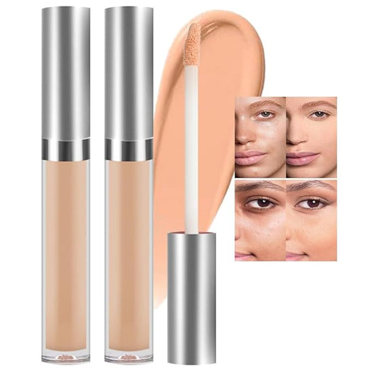 Kaely 2Pcs Hydrating Concealer Wand,Full Coverage Liquid under Eye Concealer,Long Lasting Waterproof Primer Makeup for Dark Circles and Puffiness Trouble Spots Redness,Eye Ring corrector de ojeras 03-VivaGrace Women