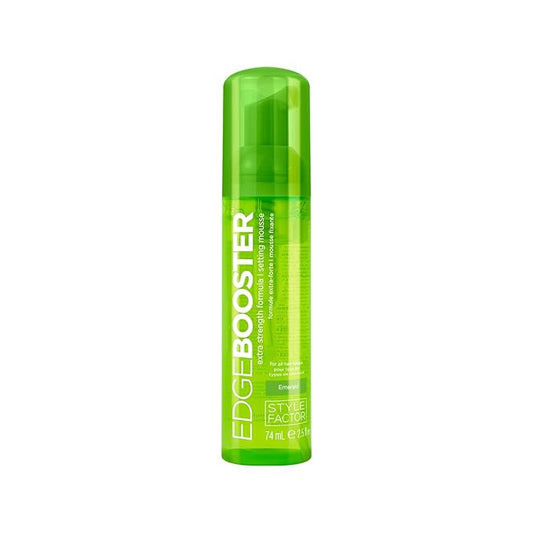 Style Factor EDGE BOOSTER Extra Strength Setting Mousse – Frizz Control, Extra Volume, and Conditioning – 2.5oz Emerald Mousse for Curly Hair-VivaGrace Women
