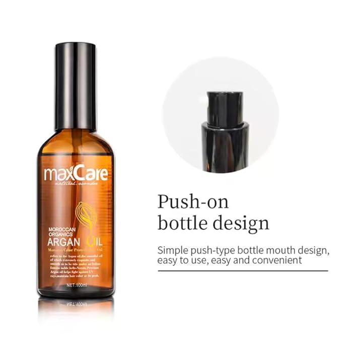 MaxCare Moroccan Argan Oil Hair Serum – Color Protect & Nourishing Treatment for Frizz Control, Shine & Heat Protection, 100ml – Lightweight, Non-Greasy, Sulfate-Free-VivaGrace Women