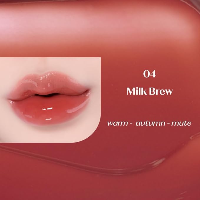 ETUDE Over Glowy Lip Stain Tint #4 Milk Brew | Non-Sticky Vegan Lip Tint | Moisturized & Long-lasting Lip Gloss | Daily Lip Stain for Dry Lips, Korean Makeup, K-beauty-VivaGrace Women