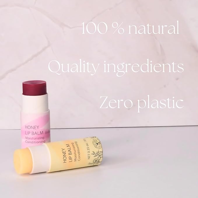 Organic Honey Lip Balm - 100% Grassfed Beef Tallow Chapstick for Women, Natural Raw Honey & Argan Oil - Ultra Moisturizing, Conditioning, Chemical Free - 3 Pack (3x0.28 oz) Tinted-VivaGrace Women