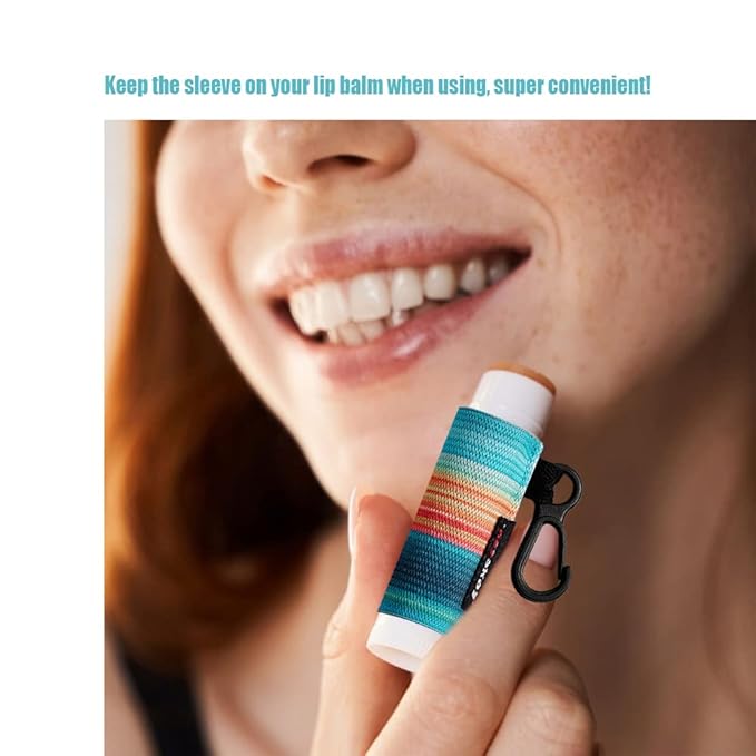 3PCS Lip Balm Holder Sleeves Chapstick Holder Keychain Lip Gloss Holder Keychain Elastic Sleeves (Boho Pattern)-VivaGrace Women