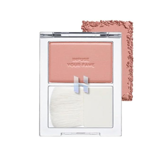HOLIKA HOLIKA Infusing Blush with Brush - Lightweight, Smooth, Blendable Cheek Blusher, Sebum-Control, Natural Pore Coverage, Built-In Brush, Long-Lasting Pigment for Romantic Mood (02 ROSERA)-VivaGrace Women