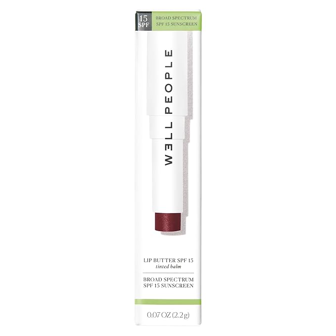 Well People Lip Butter SPF 15 Tinted Balm, Hydrating Lip Balm For Sun Protection & A Hint Of Color, Infused With Non-Micronized Zinc Oxide, Vegan & Cruelty-free, Wine-VivaGrace Women