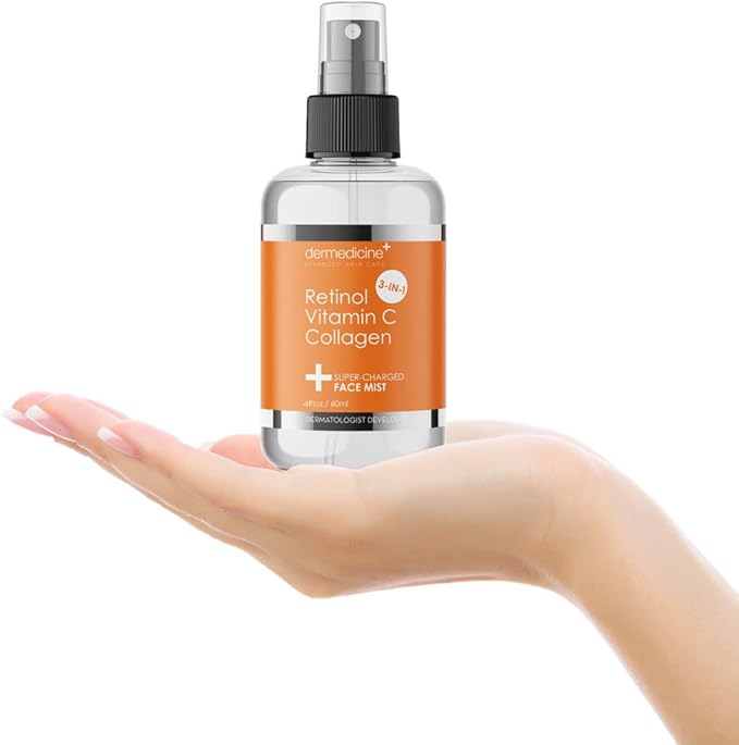 3 in 1 Super-Charged Anti-Aging Face Mist w/Retinol, Vitamin C + Collagen | Hydrates, Refreshes & Brightens for a More Glowing Complexion | 4 fl oz, 120 ml-VivaGrace Women