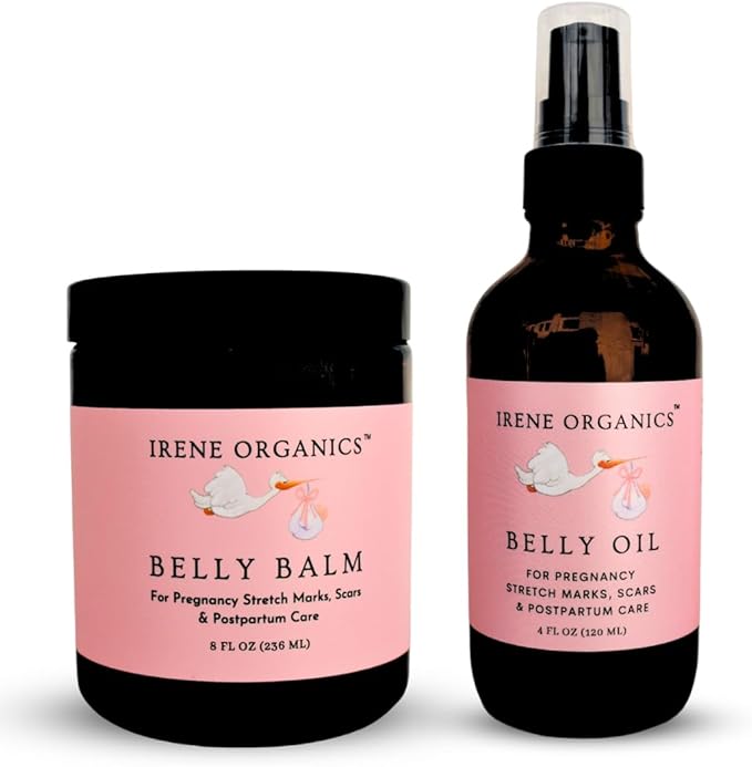 Belly Bundle by Irene Organics - Organic Belly Butter and Oil for Pregnancy Stretch Mark Prevention and Treatment - Award Winning Skincare For Pregnancy and Postpartum - Mother's Day Gift Set (Large)-VivaGrace Women