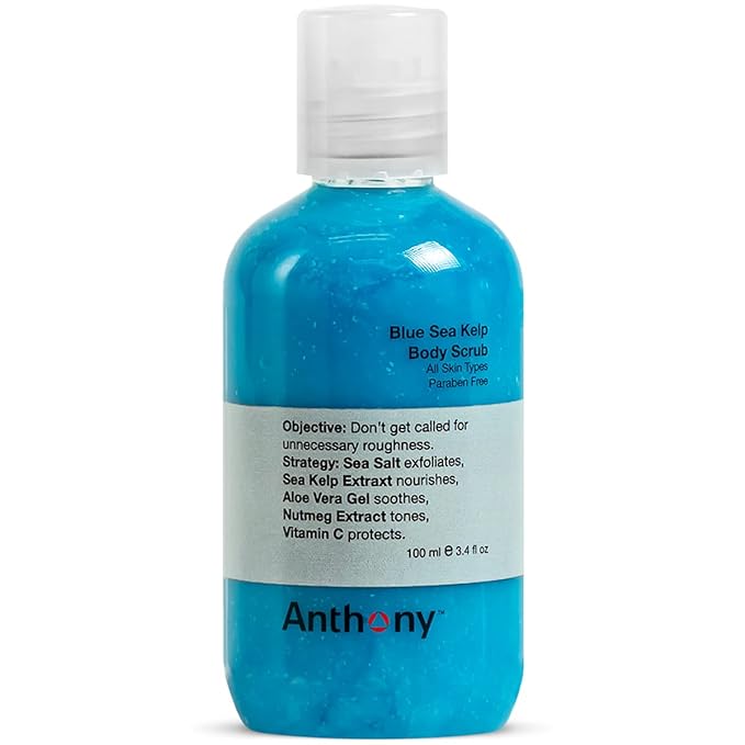 Anthony Exfoliating Body Scrub – Sea Salt, Vitamin C, And Aloe Vera Deep Cleans, Smooths Rough Patches & Soothes and Protects Skin – Blue Sea Kelp Body Wash 3.4 Fl Oz-VivaGrace Women