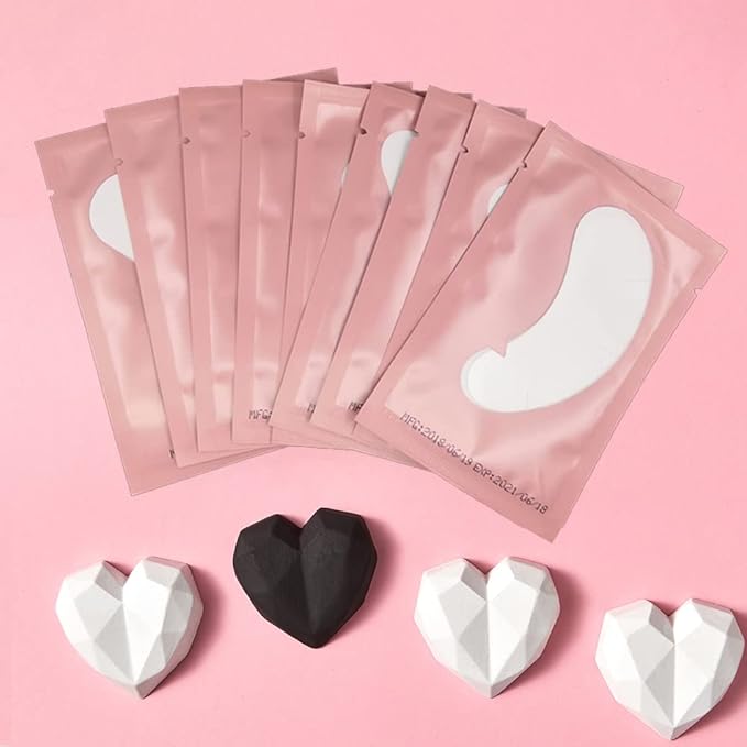 M J Joymay 50 Pairs Eyelash Extension Under Eye Gel Pads Pink Hydrogel V-Cut Natural Lint Free Eye Patches, Premium Eyelash Extension Supplies & Beauty Tools Stick Well(White)-VivaGrace Women