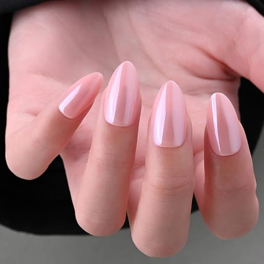Aurora Chrome Pink Press On Nails Short Almond 30 Pcs, Designer Reusable Acrylic Fake Nails with Glue, Glossy Soft Gel Nails Wedding and Party, Stick On Glue On Nails, Nails fro Women Gift