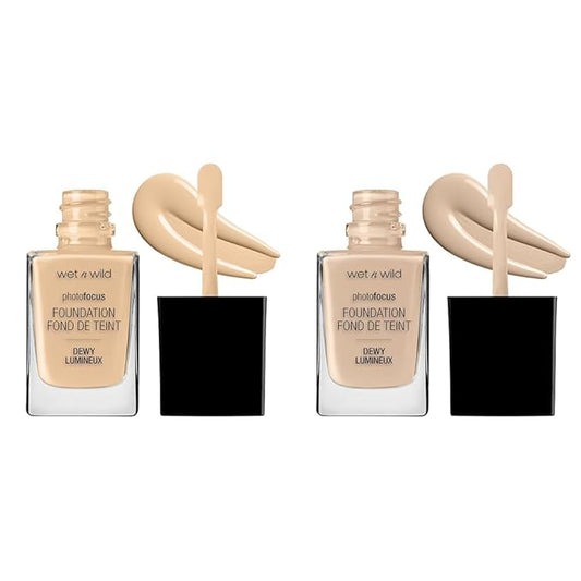 wet n wild Photo Focus Dewy Liquid Foundation Makeup, Soft Beige & Shell Ivory-VivaGrace Women