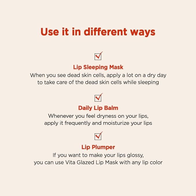 Vita Glazed Lip Mask 20ml / 109.5g, Super moisturizing night lip care, glazed and easy washable texture that melts into lips-VivaGrace Women