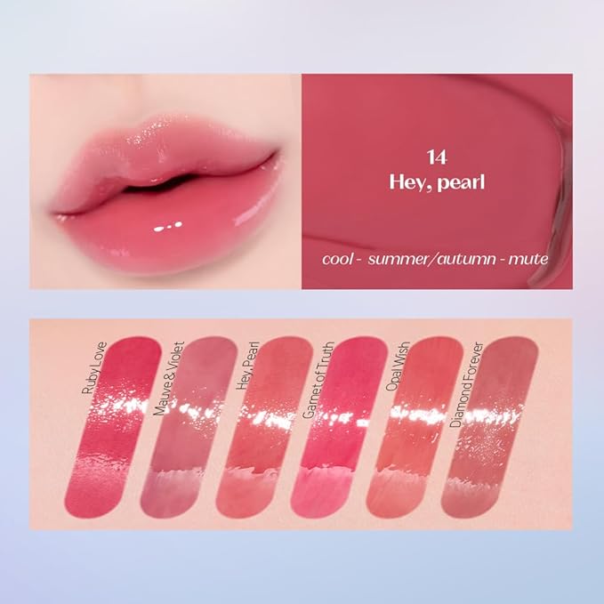 ETUDE Over Glowy Lip Stain Tint #14 Hey Pearl | Non-Sticky Vegan Lip Tint | Moisturized & Long-lasting Lip Gloss | Daily Tint for Dry Lips, Korean Makeup-VivaGrace Women