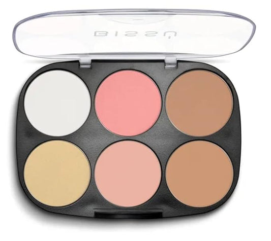 Bissú 6 colors Makeup Palette (4grms each color) includes 2 highlighters, 2 Bronzers, 2 Blushes (La Mera Mera)-VivaGrace Women